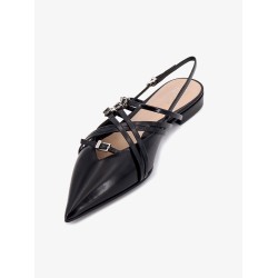Leather slingback with bands and gucci buckle