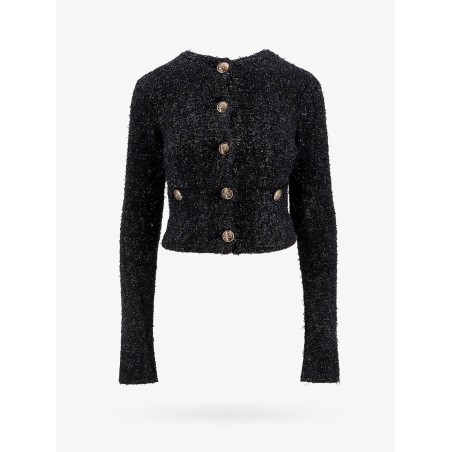 Cotton tweed knitted cropped cardigan