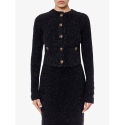 Cotton tweed knitted cropped cardigan