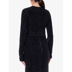 Cotton tweed knitted cropped cardigan