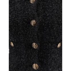 Cotton tweed knitted cropped cardigan