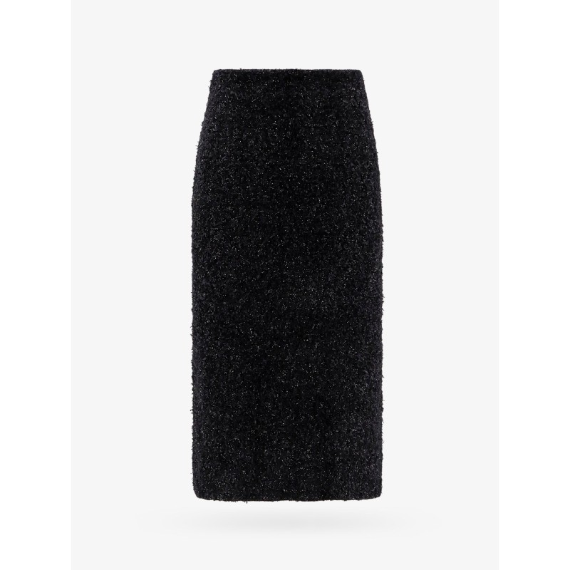 Cotton tweed knitted  midi skirt