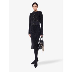 Cotton tweed knitted  midi skirt