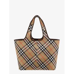 Canvas shoulder bag with check motif