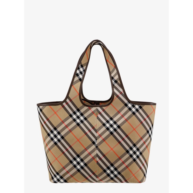 Canvas shoulder bag with check motif