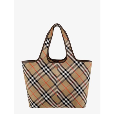 Canvas shoulder bag with check motif