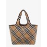 Canvas shoulder bag with check motif