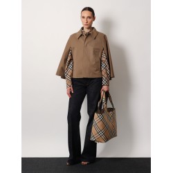 Canvas shoulder bag with check motif