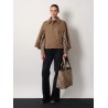 Canvas shoulder bag with check motif