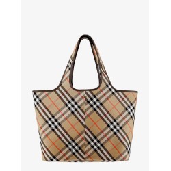 Canvas shoulder bag with check motif