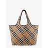 Canvas shoulder bag with check motif