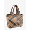 Canvas shoulder bag with check motif