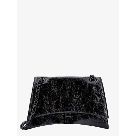Patent leather shoulder bag with frontal monogram