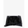 Patent leather shoulder bag with frontal monogram