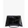 Patent leather shoulder bag with frontal monogram