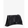 Patent leather shoulder bag with frontal monogram