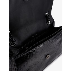 Patent leather shoulder bag with frontal monogram