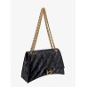Matelassé leather shoulder bag with frontal monogram
