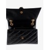 Matelassé leather shoulder bag with frontal monogram