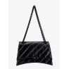 Matelassé leather shoulder bag with frontal monogram
