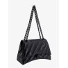 Matelassé leather shoulder bag with frontal monogram