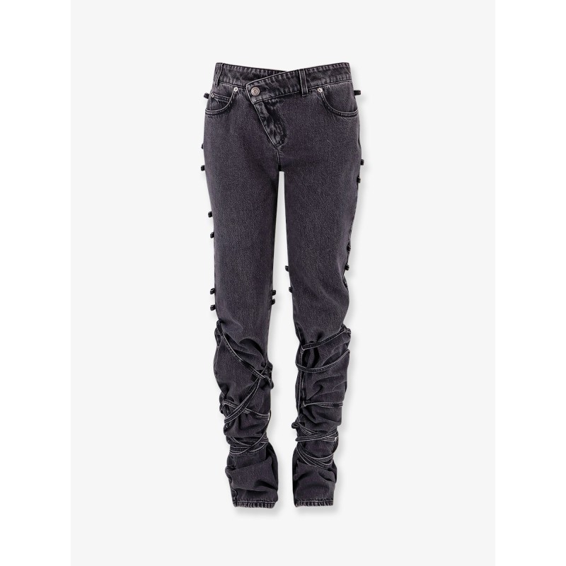 Black denim trouser with knot details