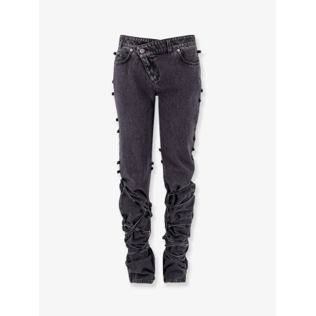 Black denim trouser with knot details
