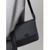 Gg supreme and leather shoulder bag with frontal patch