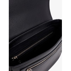 Gg supreme and leather shoulder bag with frontal patch