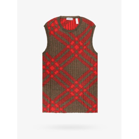 Ribbed vest with check intarsia