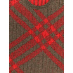 Ribbed vest with check intarsia