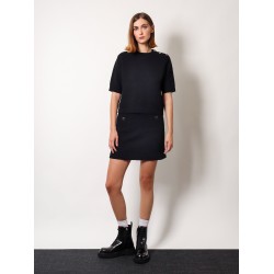Wool skirt with bouclé effect, mini lenght and pockets with ribbed profiles and gg enamelled buttons