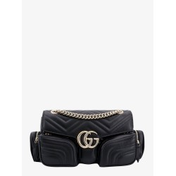 Matelassé leather shoulder bag with multipockets detail