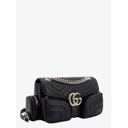 Matelassé leather shoulder bag with multipockets detail