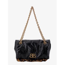 Changeable leather shoulder bag with animalier insert