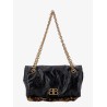 Changeable leather shoulder bag with animalier insert