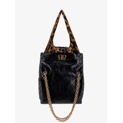 Changeable leather shoulder bag with animalier insert