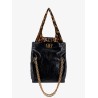 Changeable leather shoulder bag with animalier insert