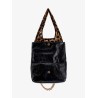 Changeable leather shoulder bag with animalier insert
