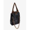 Changeable leather shoulder bag with animalier insert