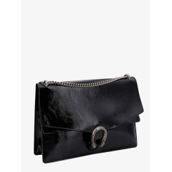 Patent leather shoulder bag with iconic tiger's head