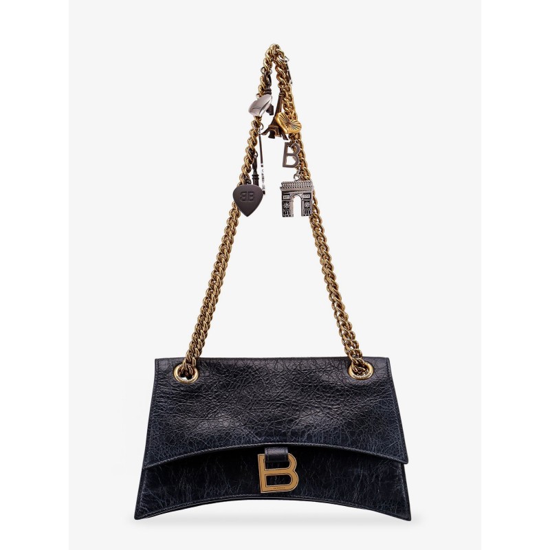 Leather shoulder bag with dirty effect and iconic metal logo