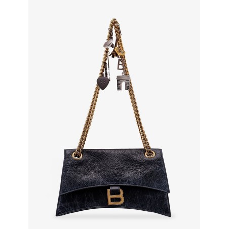Leather shoulder bag with dirty effect and iconic metal logo