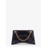 Leather shoulder bag with dirty effect and iconic metal logo