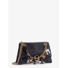 Leather shoulder bag with dirty effect and iconic metal logo
