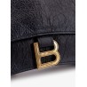 Leather shoulder bag with dirty effect and iconic metal logo