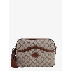 Shoulder bag with gg supreme motif and leather profiles