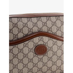 Shoulder bag with gg supreme motif and leather profiles