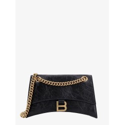 Leather shoulder bag with frontal monogram