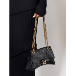 Leather shoulder bag with frontal monogram